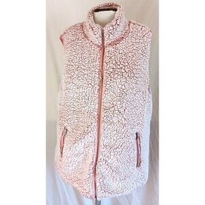 Love Tree Vest Zip Front 3X Dusty Pink Fleece Sherpa Pockets